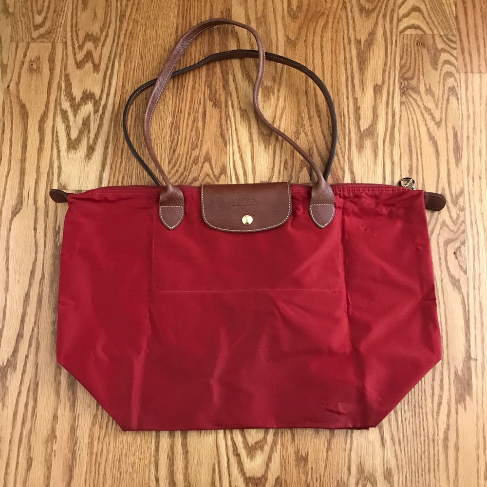 Longchamp Le Pliage Large Tote Long handles Red